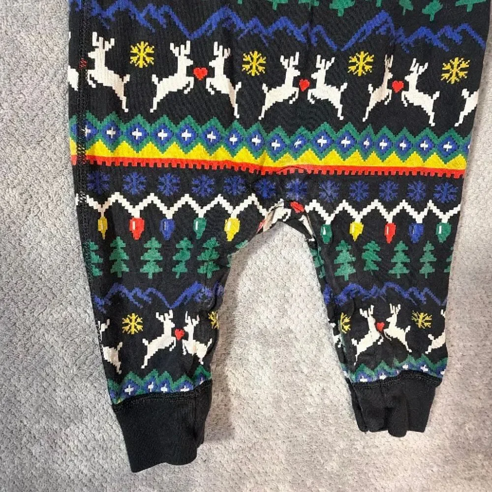 Hanna Andersson Baby Christmas Romper 12-18M 75cm Reindeer Fair Isle Jumpsuit